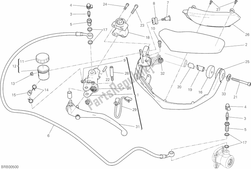 All parts for the Clutch Master Cylinder of the Ducati Multistrada 1200 ABS USA 2015